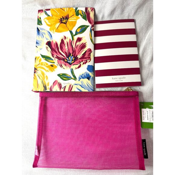 Kate Spade NWT New‎ York Painted Tulips Jotter Set With Pouch - Picture 1 of 8